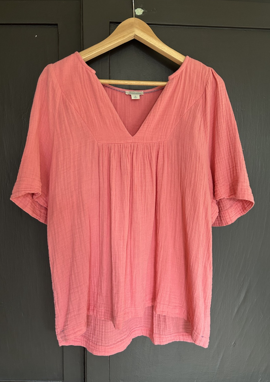 Sundance Cotton Gauze Pink Coral Top Medium Boho Coastal